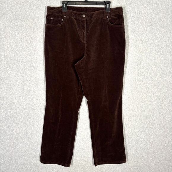 INC International Concepts Velvet Pants 16 Chocolate Stretch Classic Casual - Picture 1 of 8